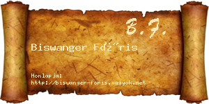 Biswanger Fóris névjegykártya